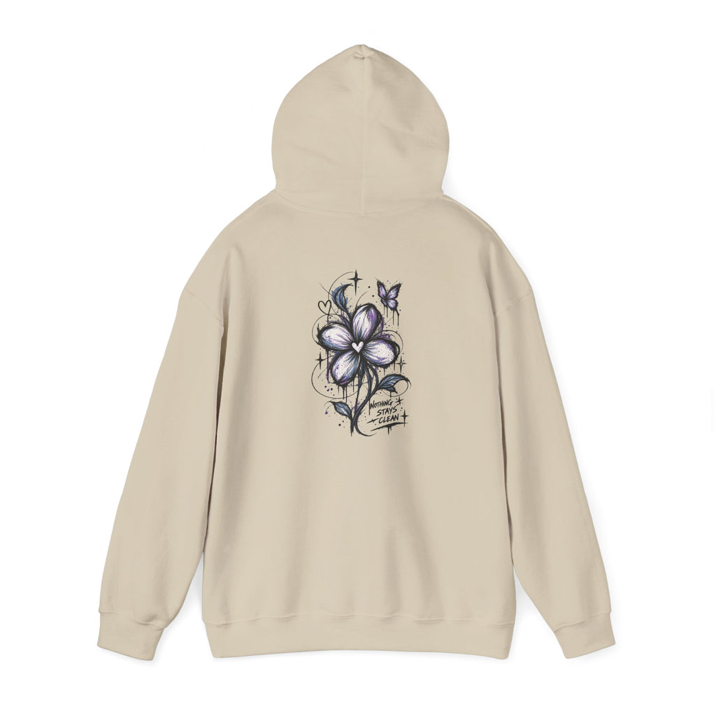 Embroidered Purple Flower Minimal Hoodie