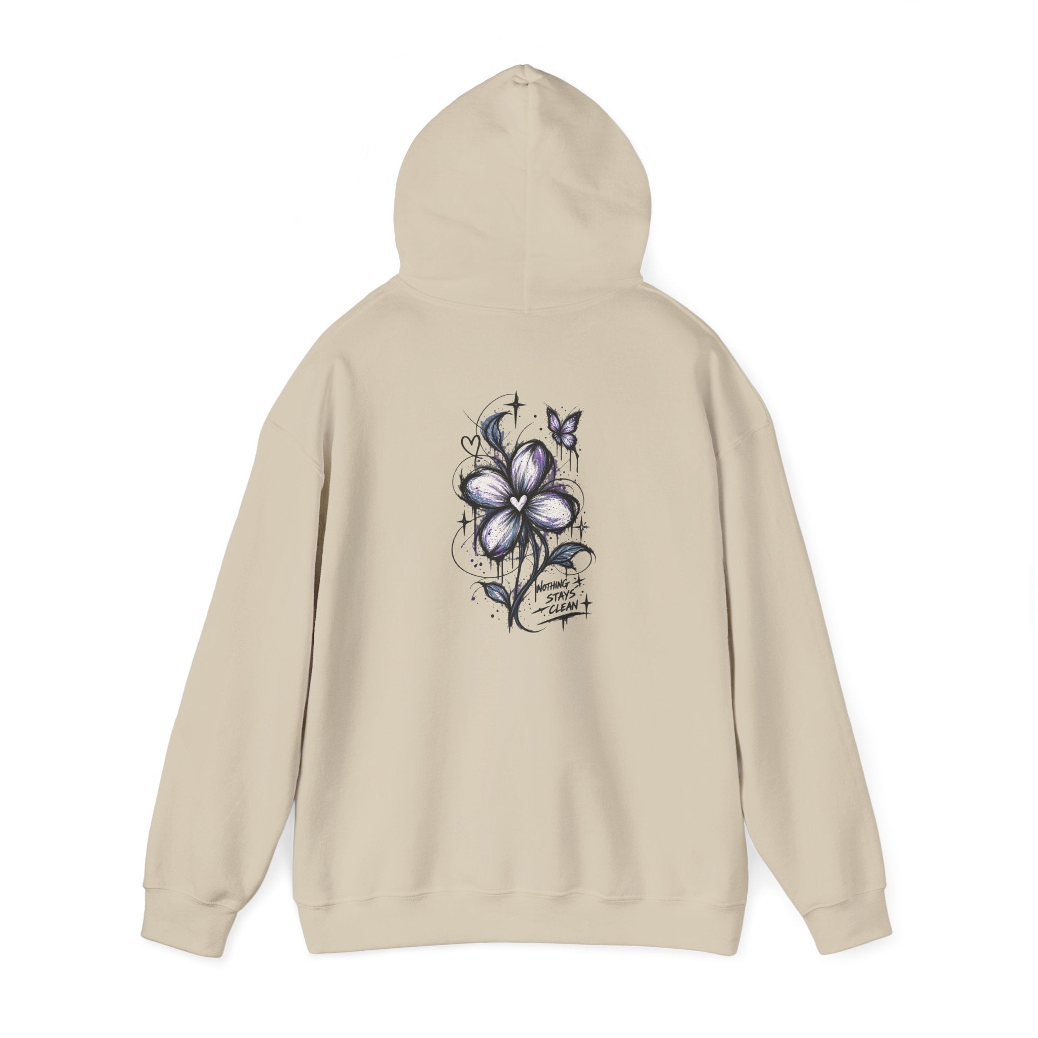 Embroidered Purple Flower Minimal Hoodie