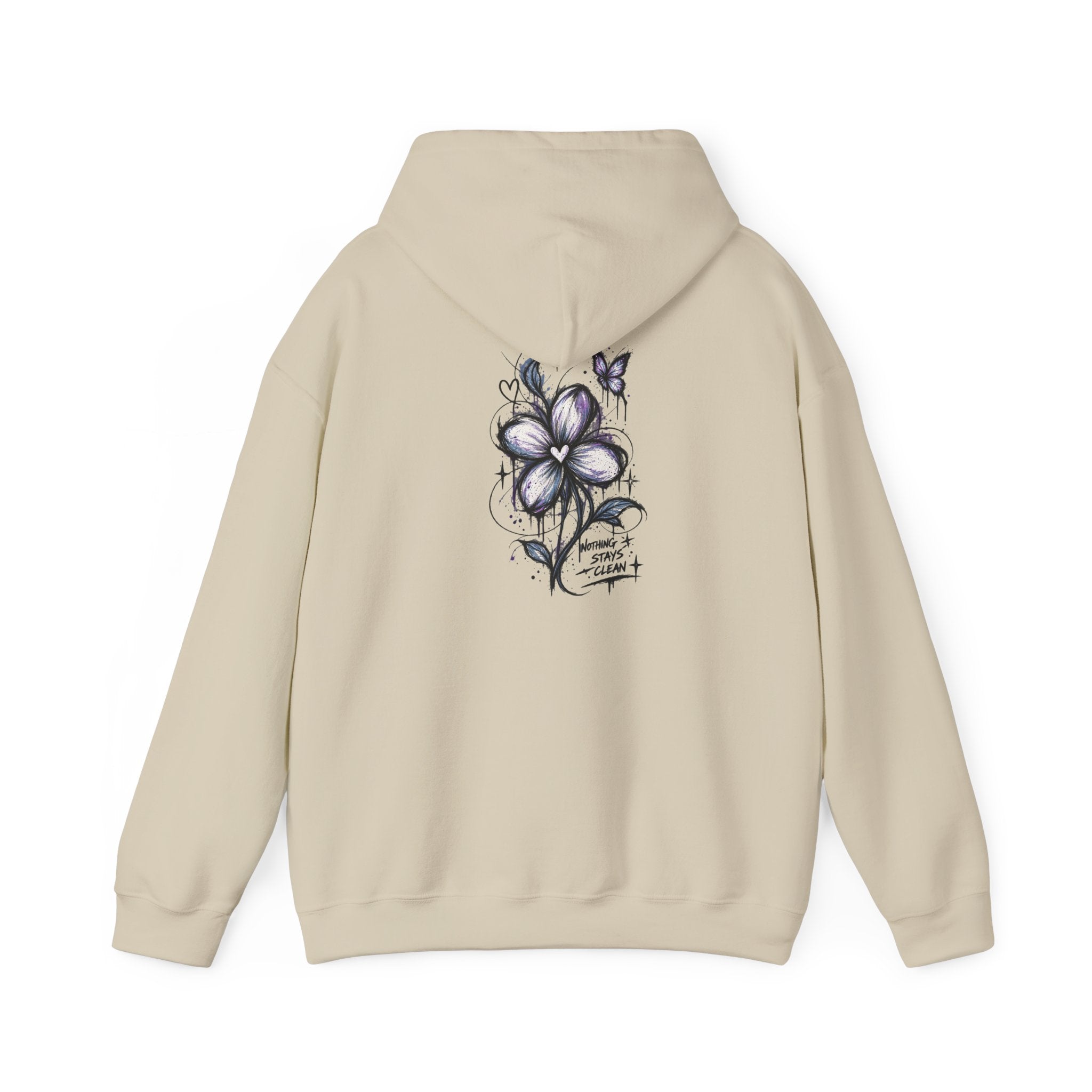 Embroidered Purple Flower Minimal Hoodie