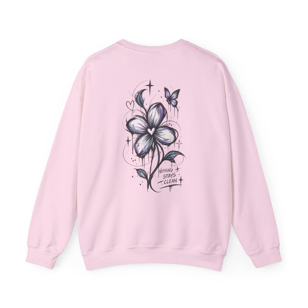 Small Purple Doodle Flower Crewneck Sweatshirt