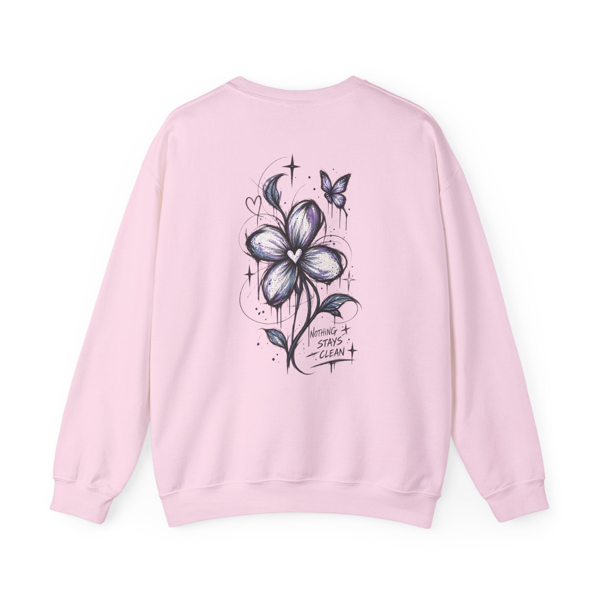 Small Purple Doodle Flower Crewneck Sweatshirt