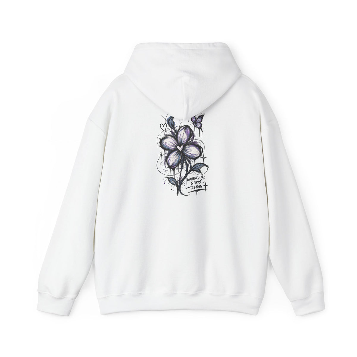 Embroidered Purple Flower Minimal Hoodie