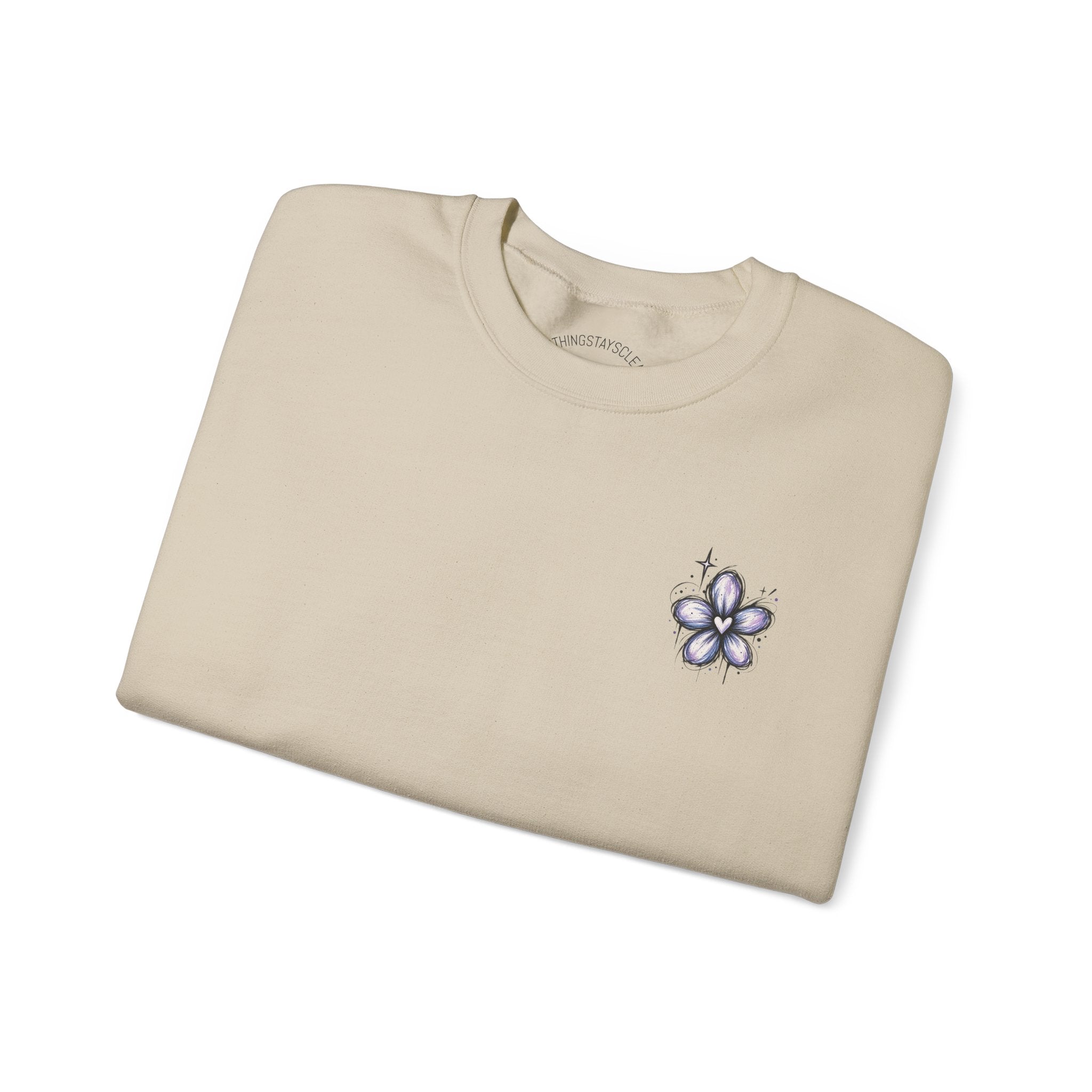 Small Purple Doodle Flower Crewneck Sweatshirt