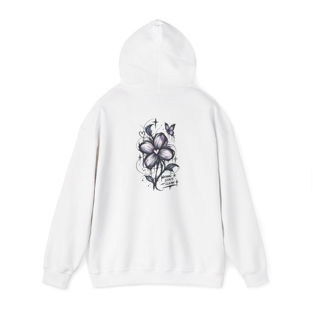 Embroidered Purple Flower Minimal Hoodie