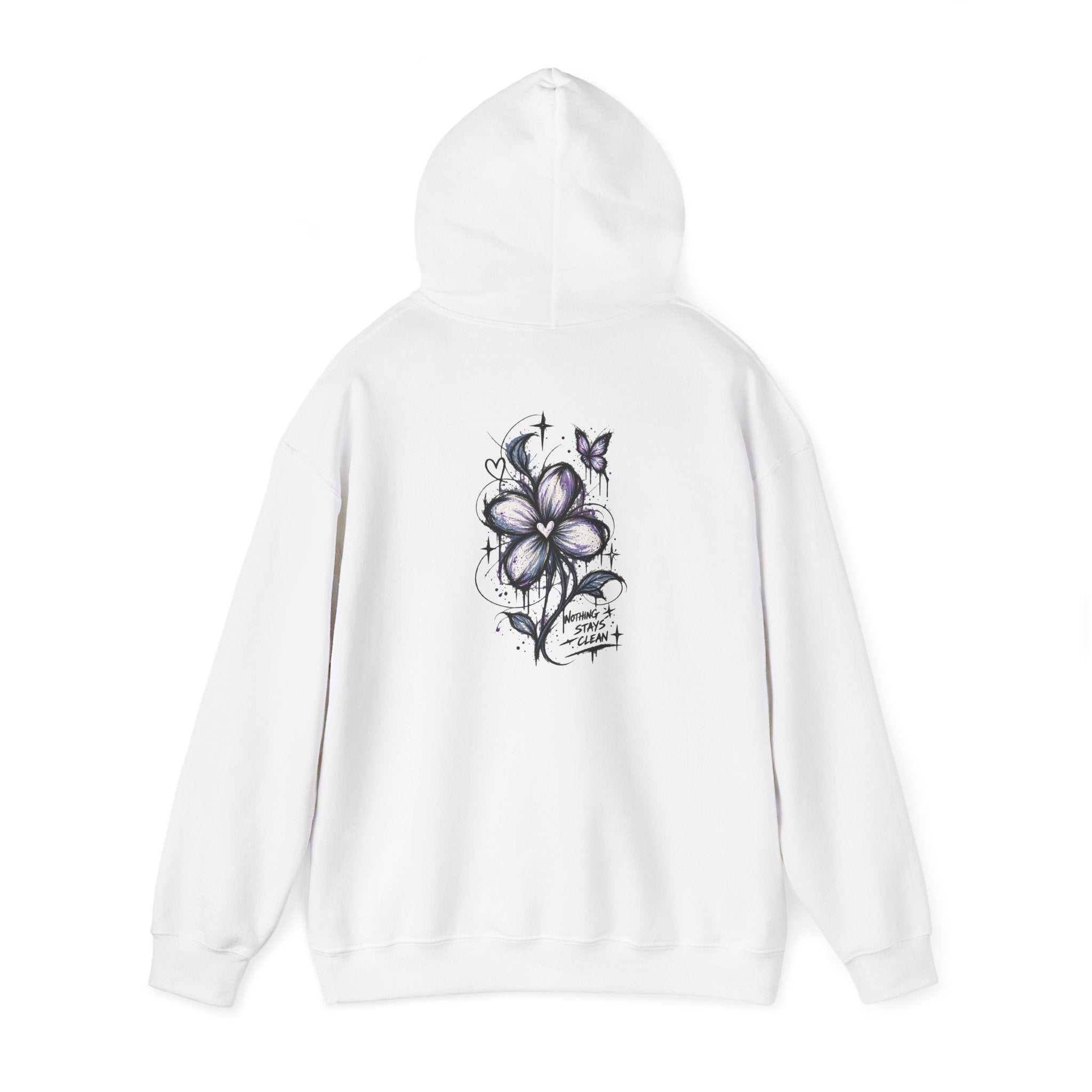 Embroidered Purple Flower Minimal Hoodie