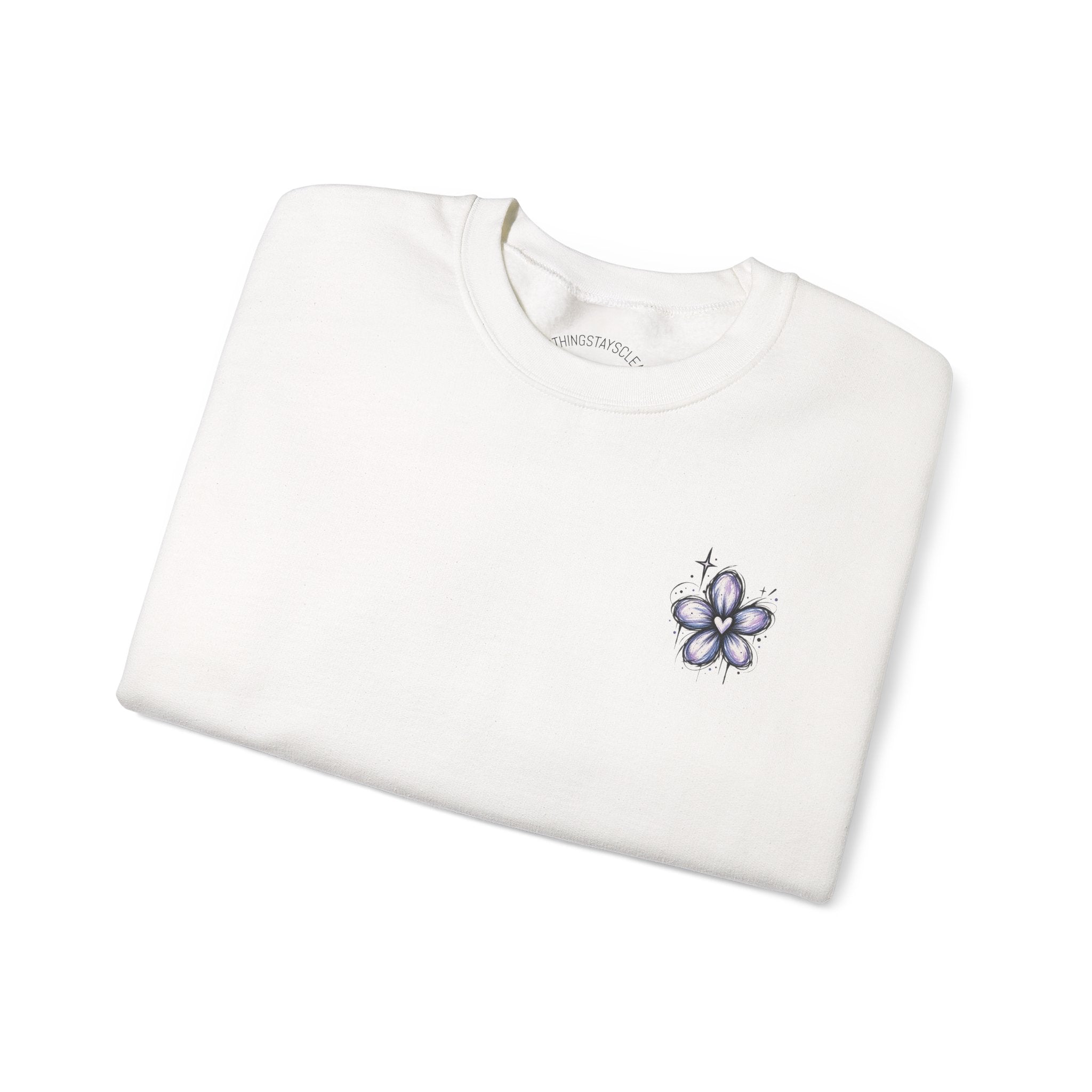 Small Purple Doodle Flower Crewneck Sweatshirt