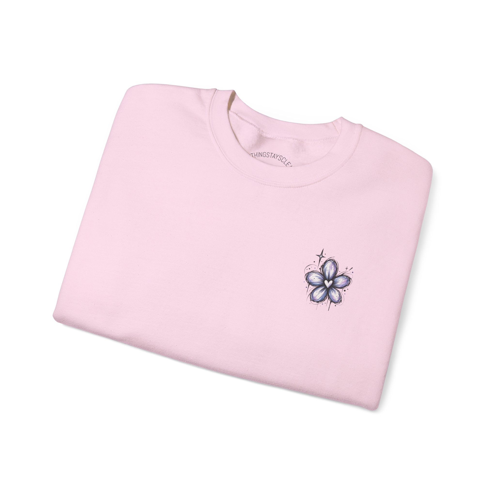 Small Purple Doodle Flower Crewneck Sweatshirt