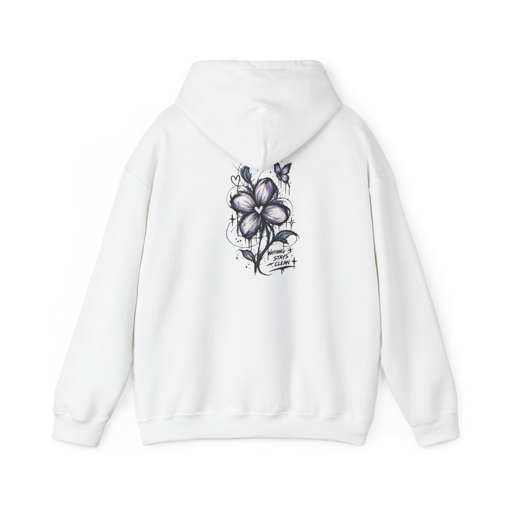 Embroidered Purple Flower Minimal Hoodie