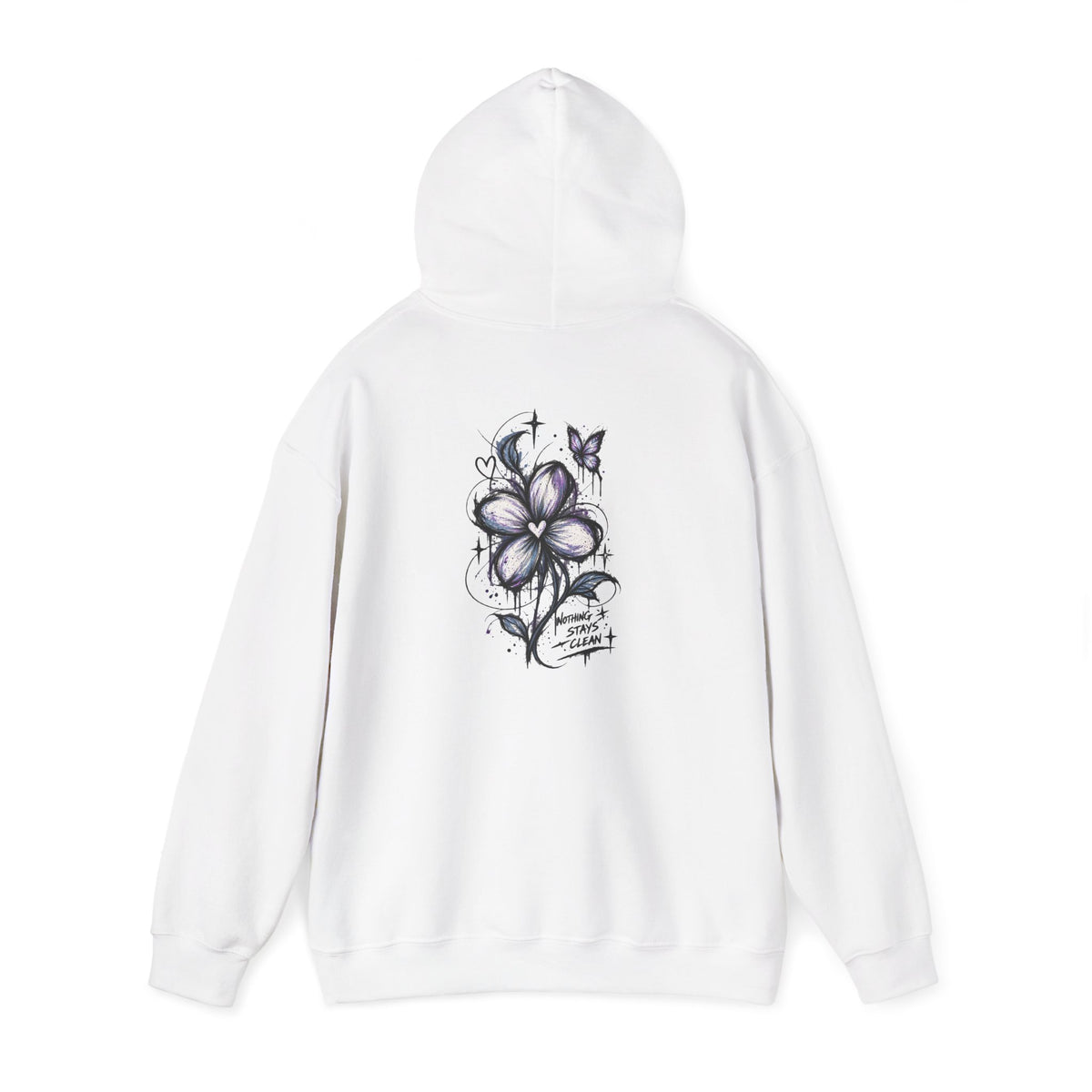 Embroidered Purple Flower Minimal Hoodie