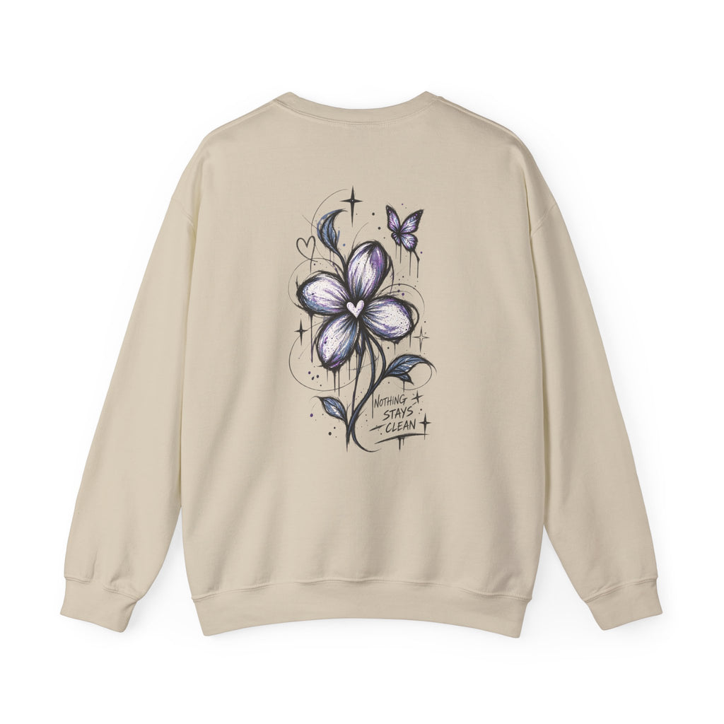 Small Purple Doodle Flower Crewneck Sweatshirt