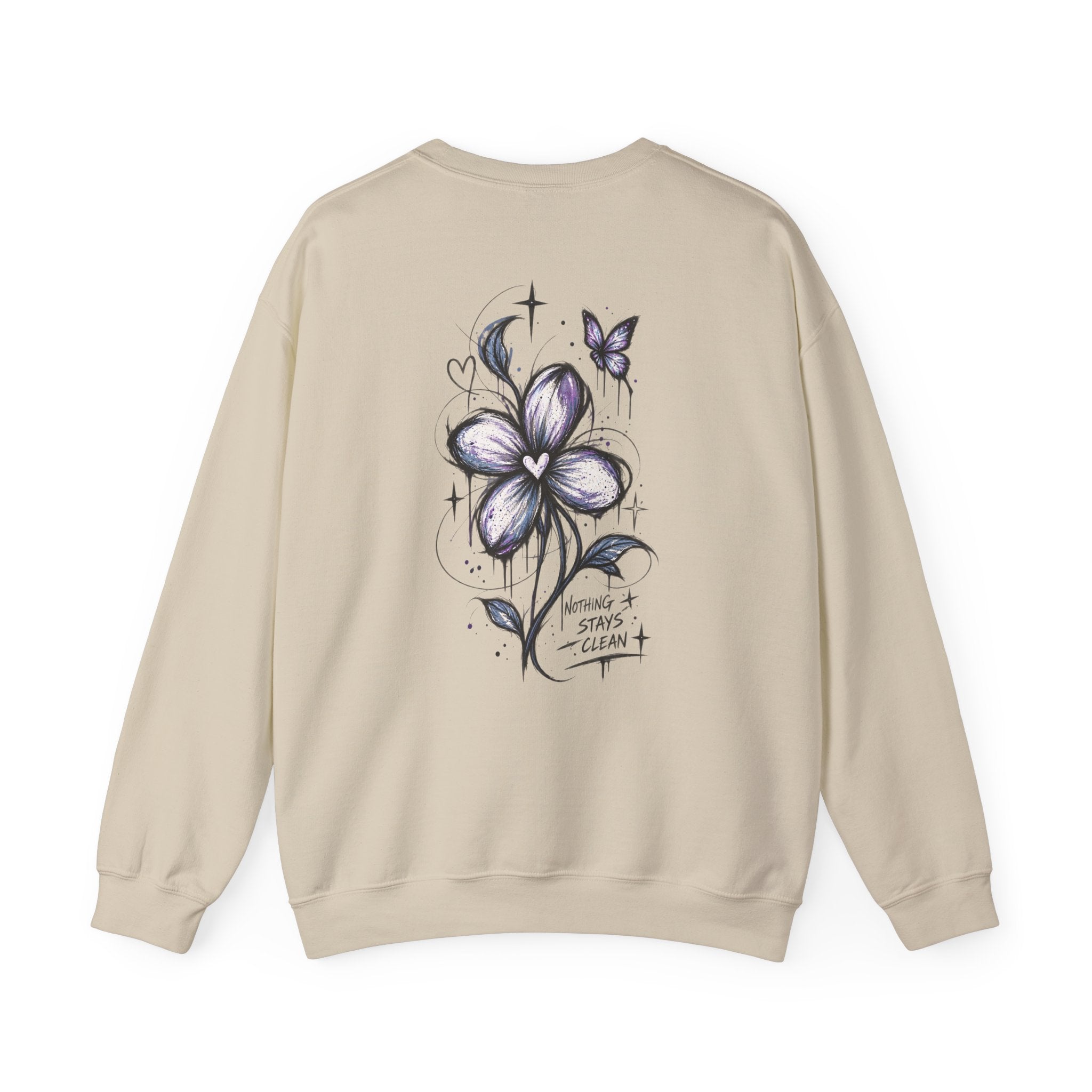 Small Purple Doodle Flower Crewneck Sweatshirt