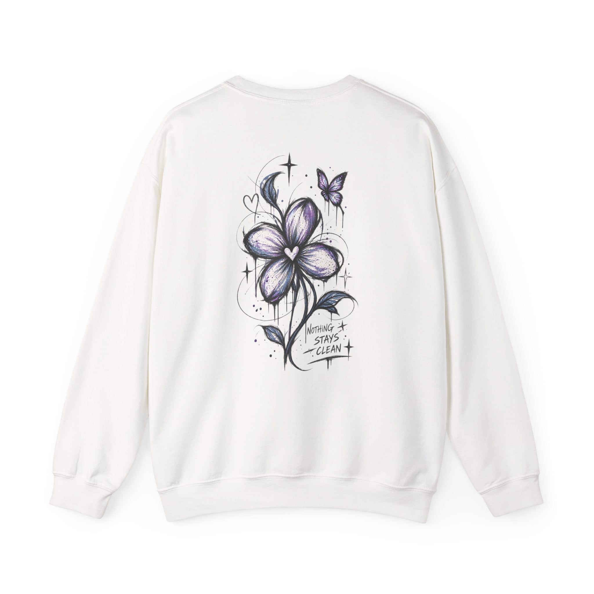 Small Purple Doodle Flower Crewneck Sweatshirt
