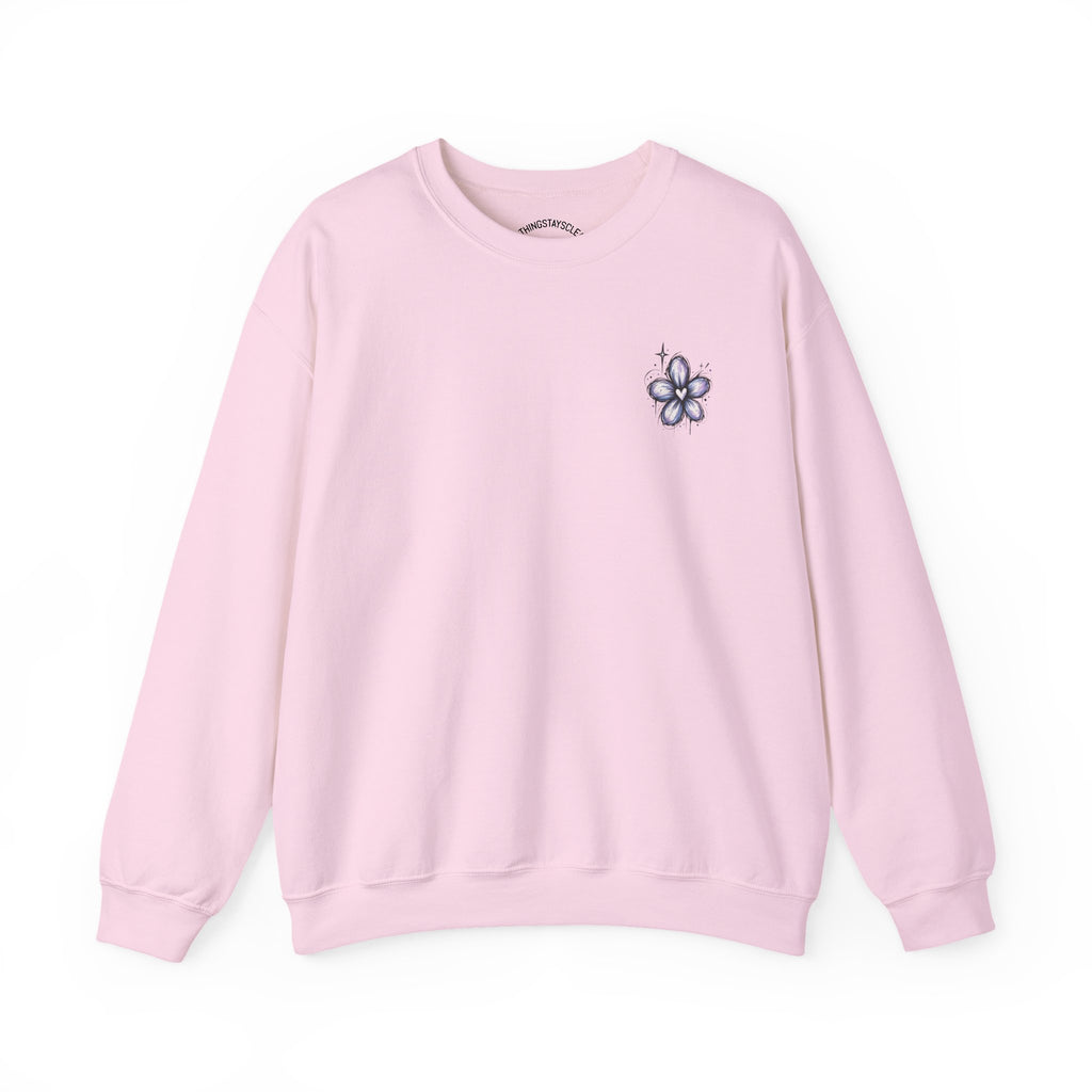 Small Purple Doodle Flower Crewneck Sweatshirt
