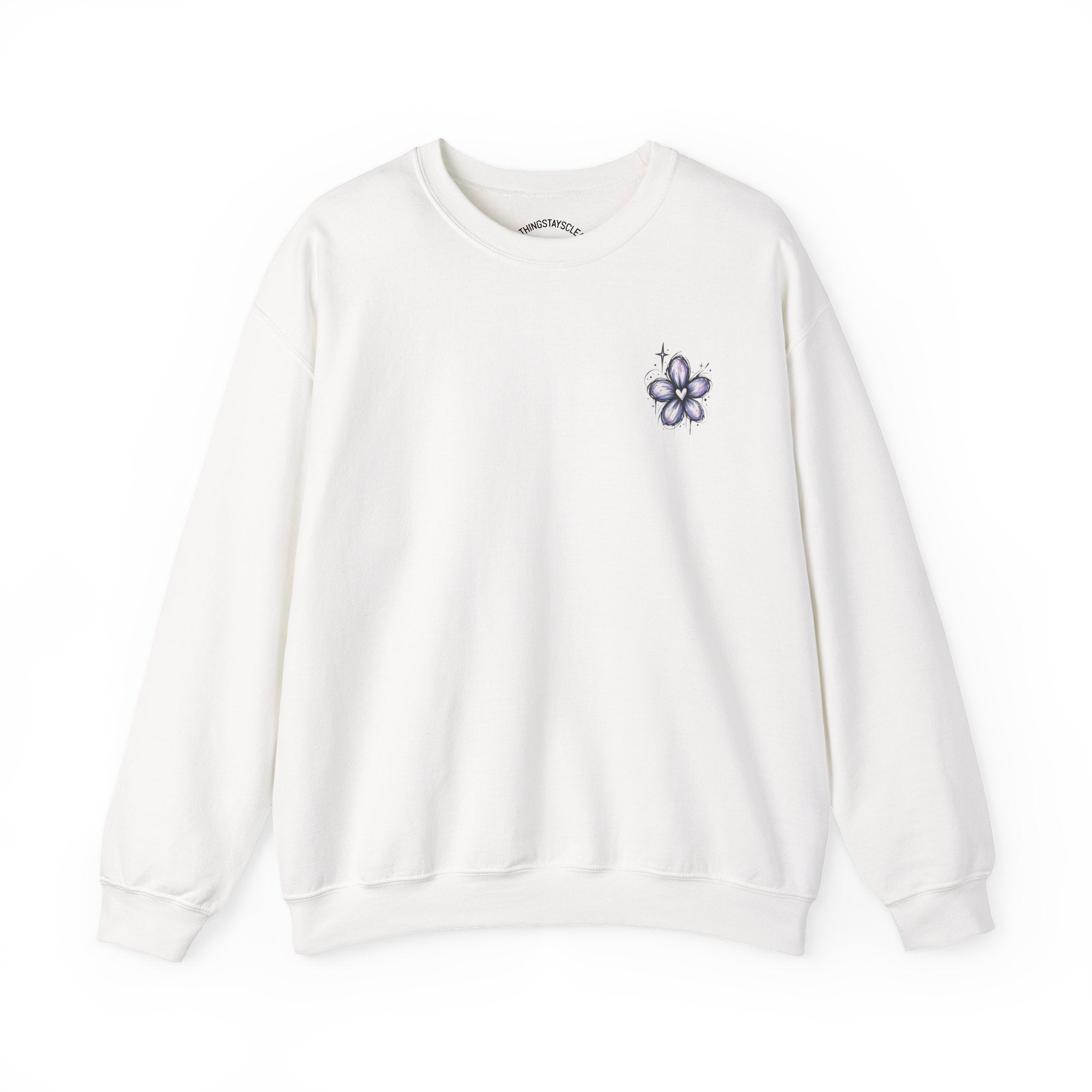 Small Purple Doodle Flower Crewneck Sweatshirt